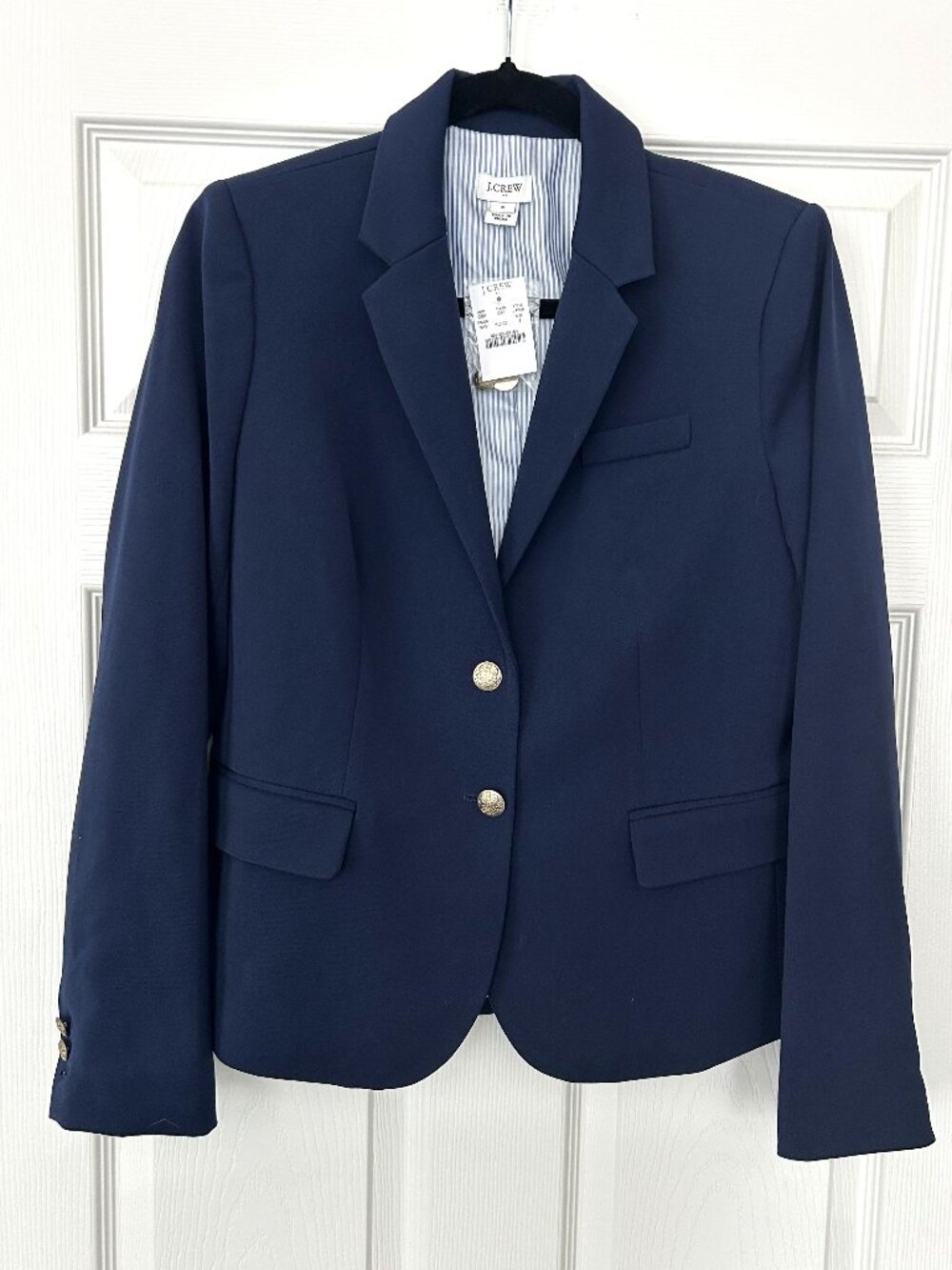 J Crew Schoolboy Blazer Womens 8 Navy Blue Gold Button Career Jacket NWT